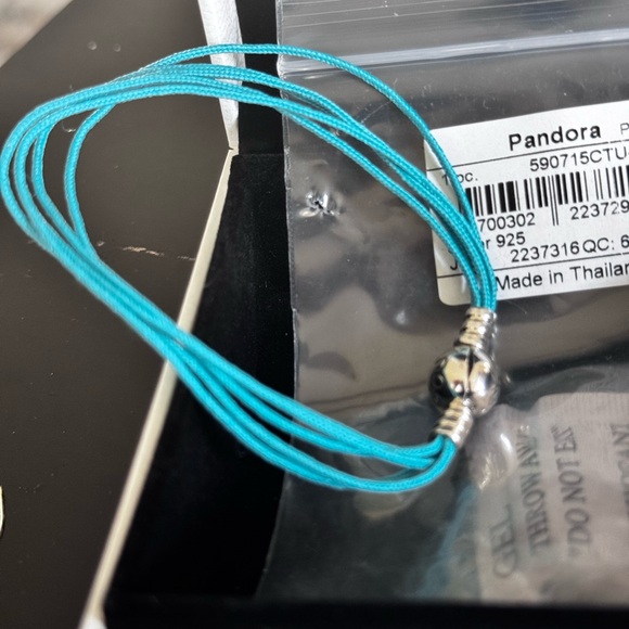 PANDORA NEW & RETIRED 7.5” Teal Cord Bracelet (end to ball) includes box - Picture 6 of 7